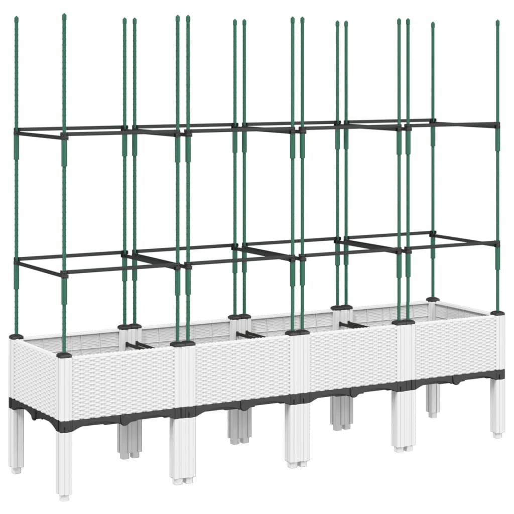 Garden Planter with Trellis White 160x40x142,5 cm PP