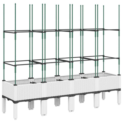 Garden Planter with Trellis White 160x40x142,5 cm PP