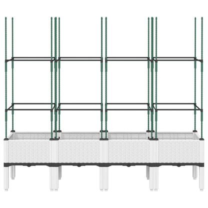 Garden Planter with Trellis White 160x40x142,5 cm PP