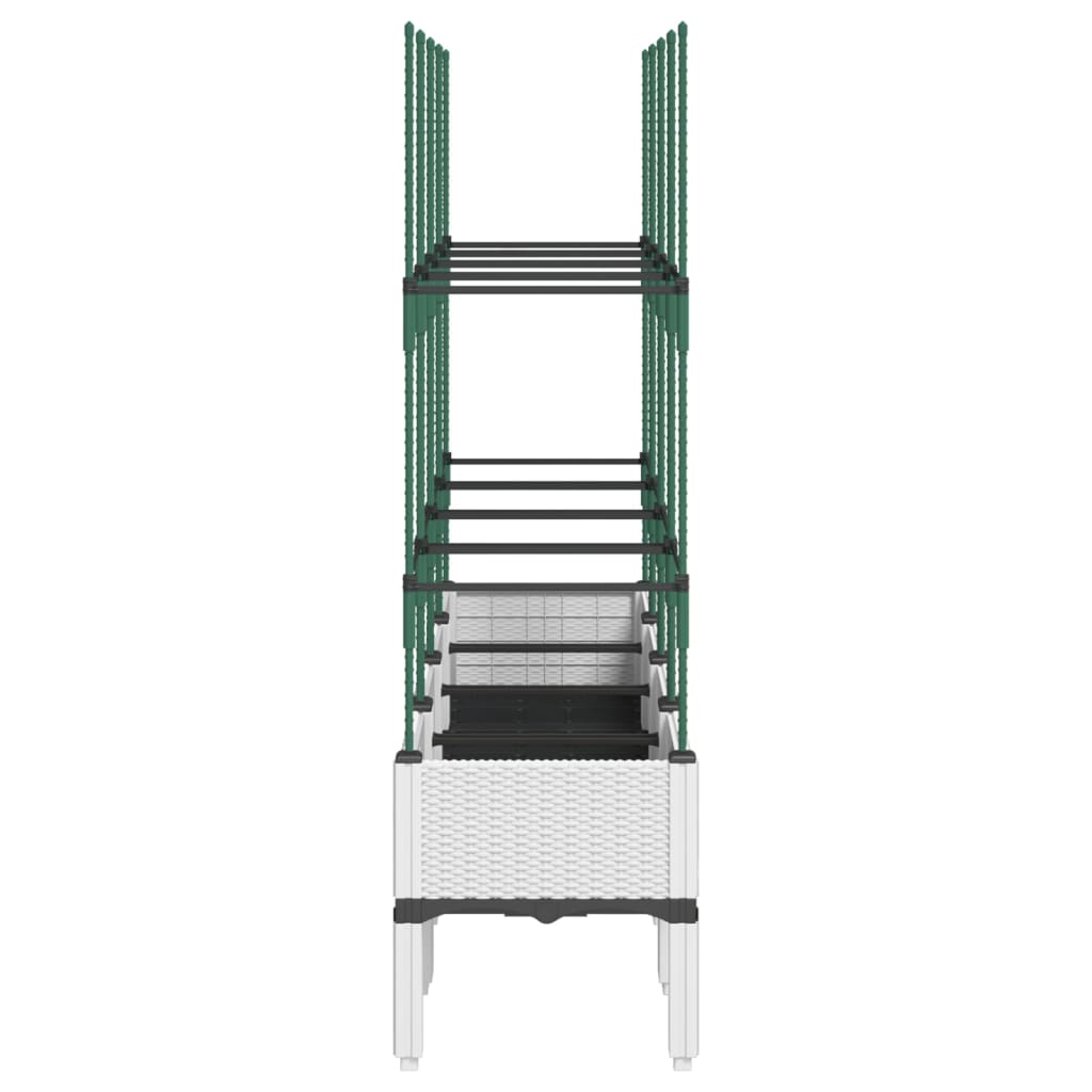 Garden Planter with Trellis White 160x40x142,5 cm PP