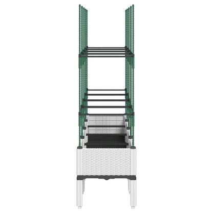 Garden Planter with Trellis White 160x40x142,5 cm PP