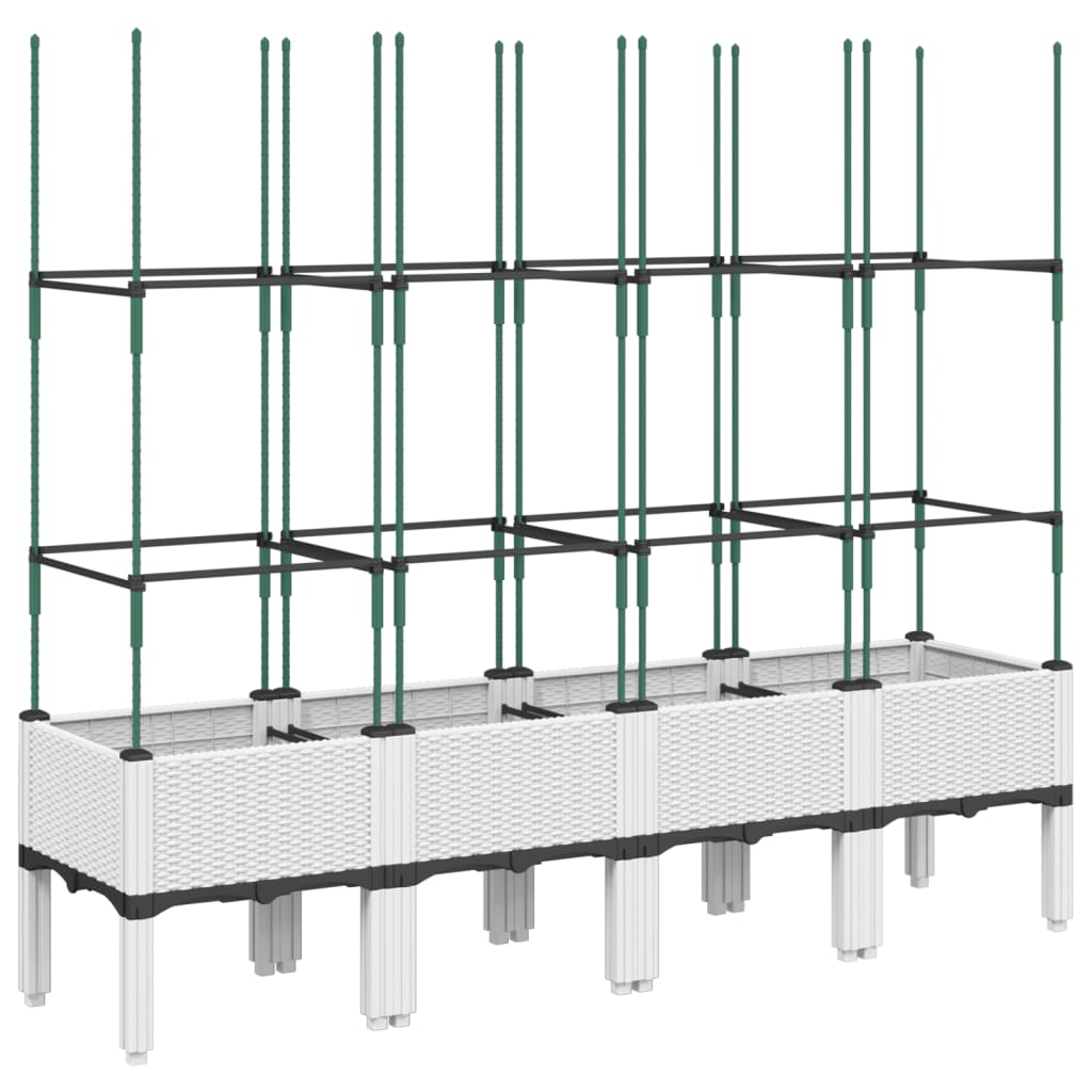 Garden Planter with Trellis White 160x40x142.5 cm PP