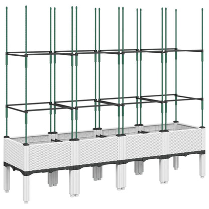 Garden Planter with Trellis White 160x40x142.5 cm PP