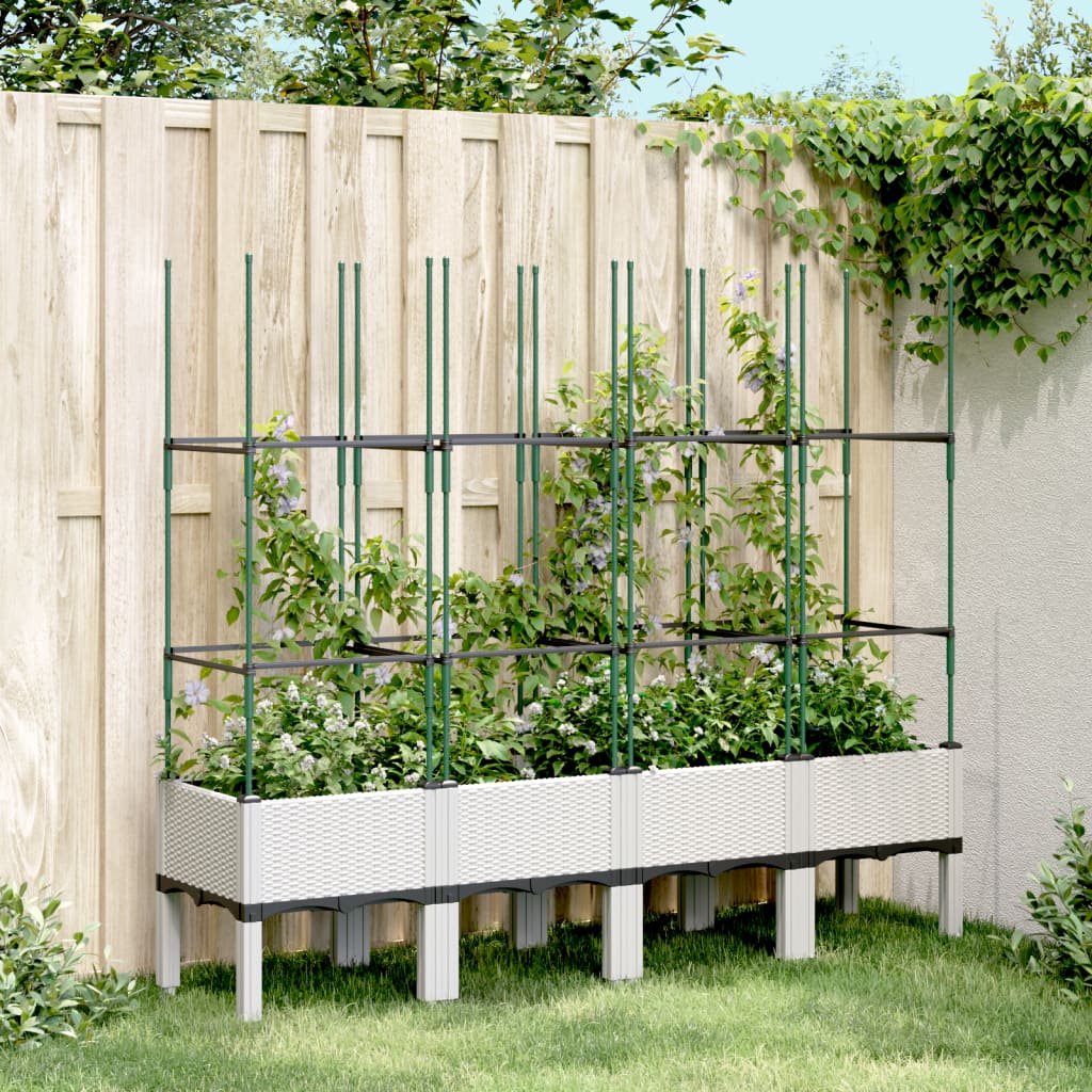 Garden Planter with Trellis White 160x40x142,5 cm PP