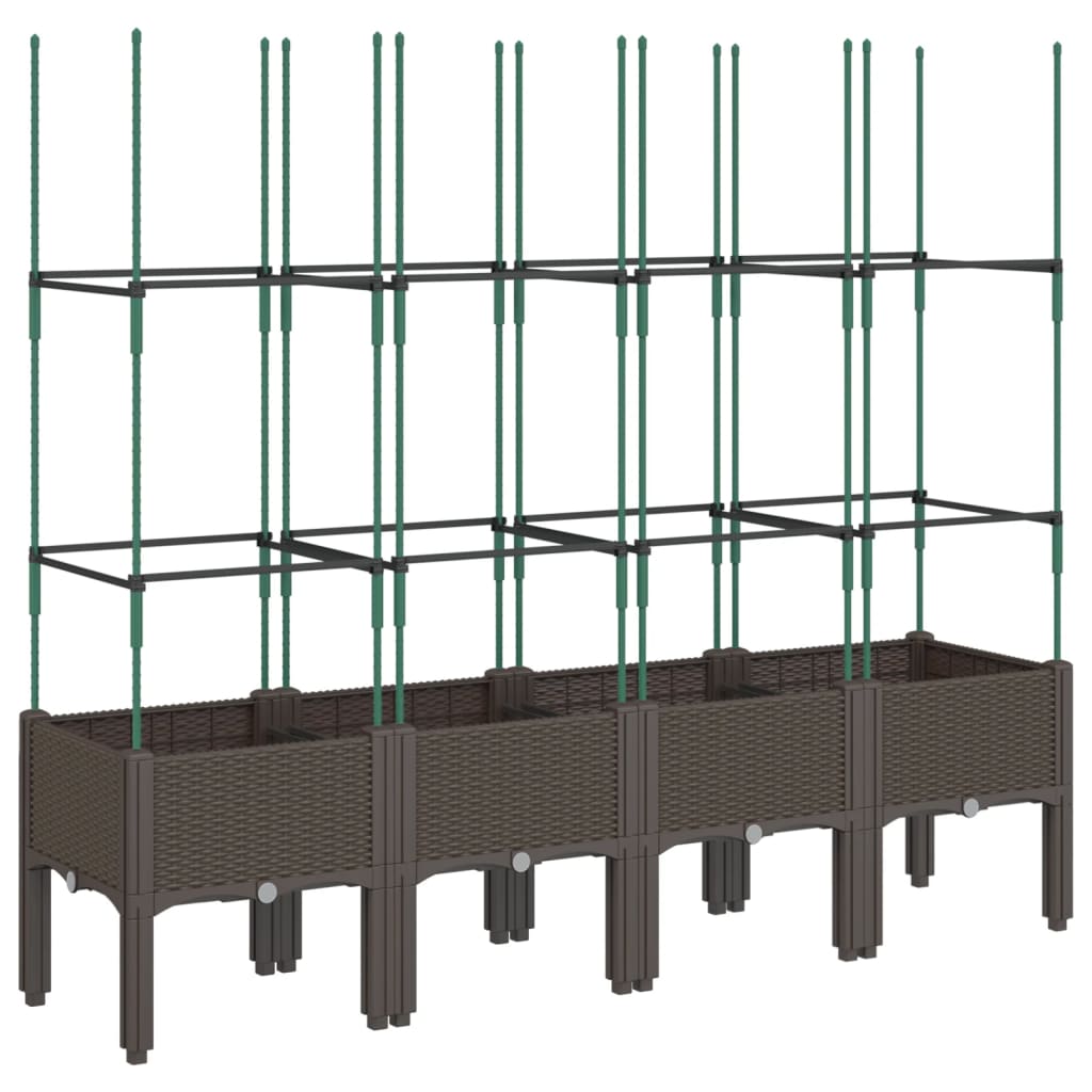 Garden Planter with Trellis Brown 160x40x142,5 cm PP