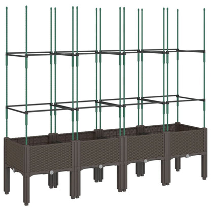 Garden Planter with Trellis Brown 160x40x142,5 cm PP