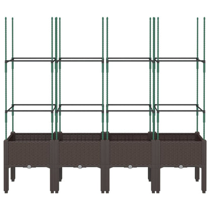 Garden Planter with Trellis Brown 160x40x142,5 cm PP