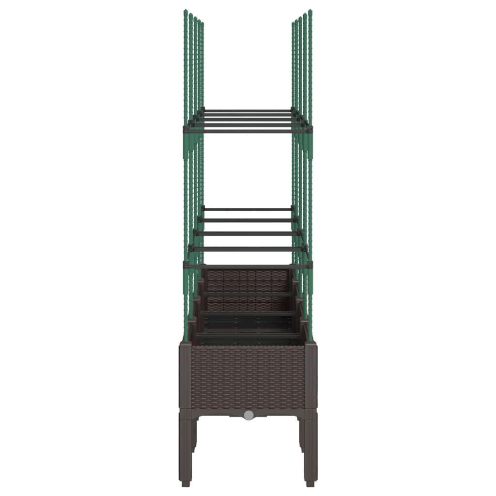 Garden Planter with Trellis Brown 160x40x142.5 cm PP