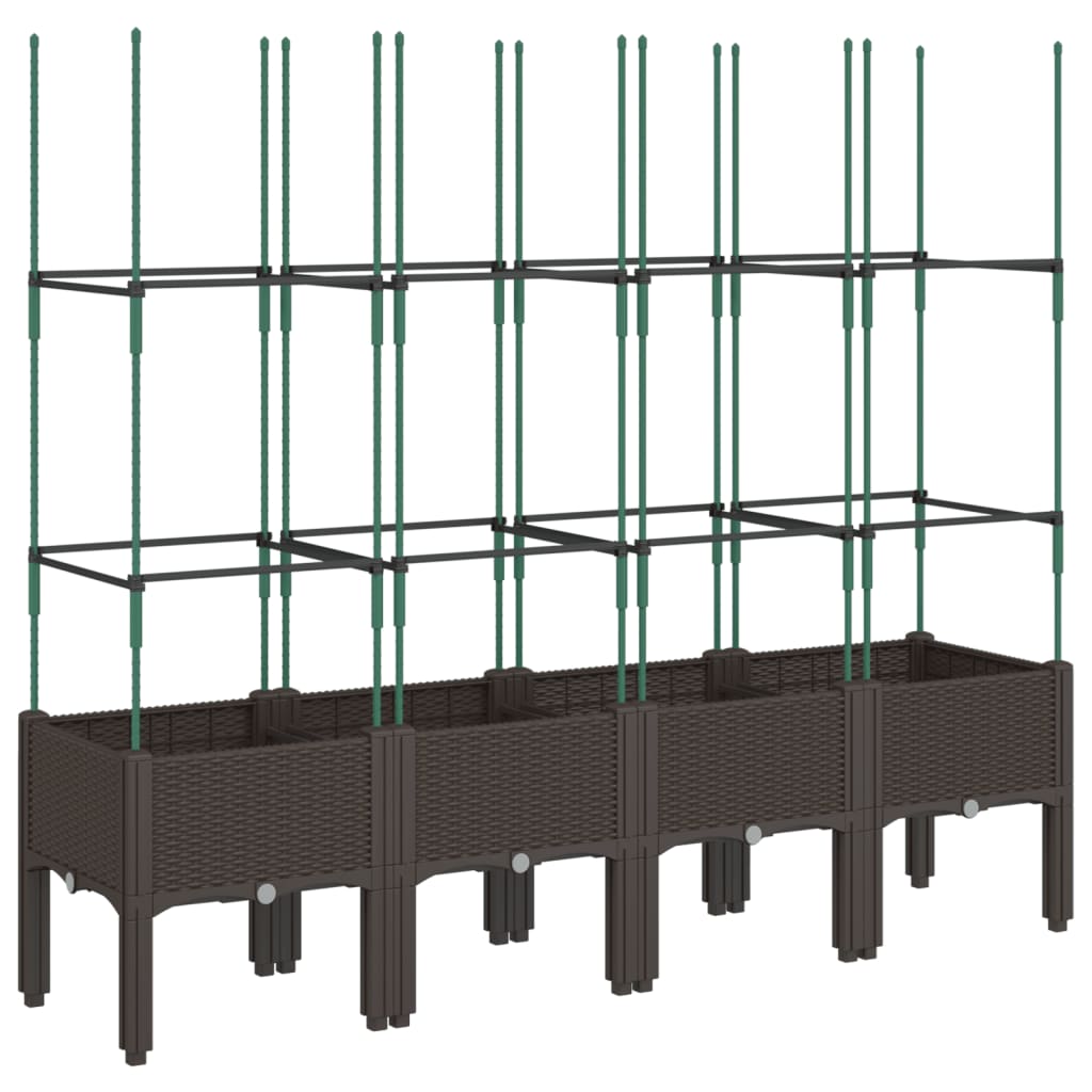 Garden Planter with Trellis Brown 160x40x142,5 cm PP