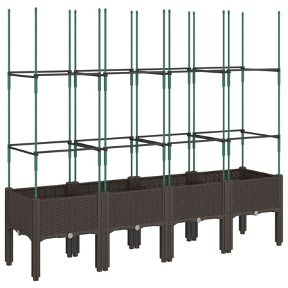 Garden Planter with Trellis Brown 160x40x142,5 cm PP