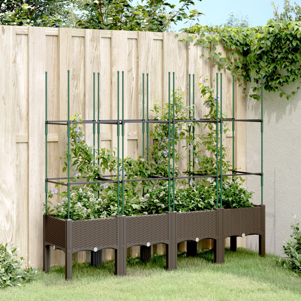 Garden Planter with Trellis Brown 160x40x142,5 cm PP