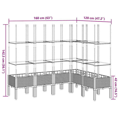 Garden Planter with Trellis Blue Grey 160x120x142.5 cm PP