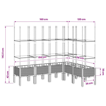 Garden Planter with Trellis Blue Grey 160x120x142,5 cm PP