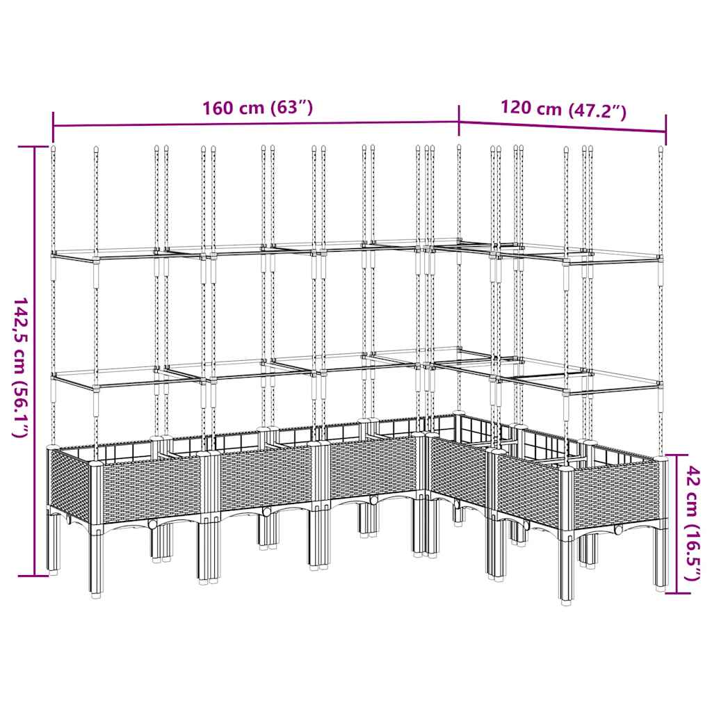 Garden Planter with Trellis Black 160x120x142.5 cm PP