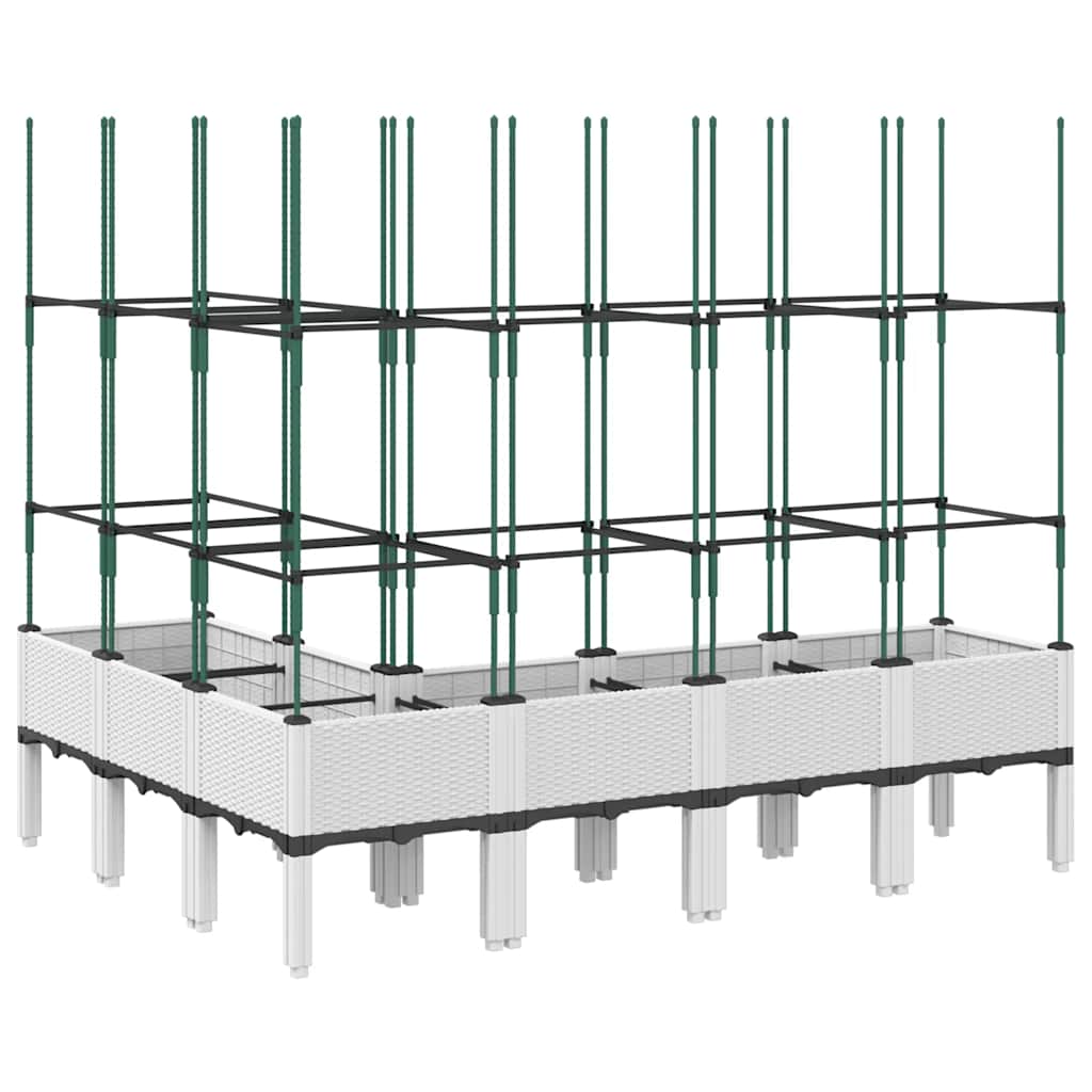 Garden Planter with Trellis White 160x120x142.5 cm PP
