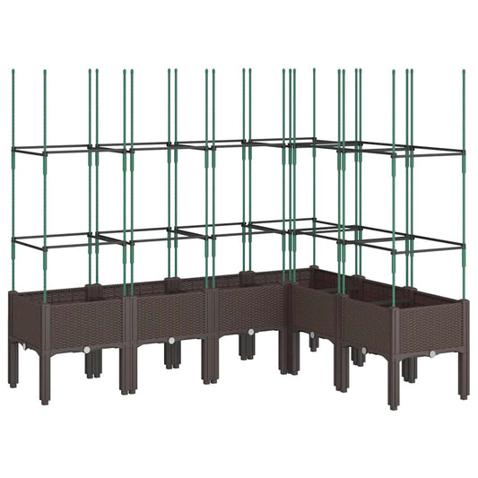 Garden Planter with Trellis Brown 160x120x142.5 cm PP