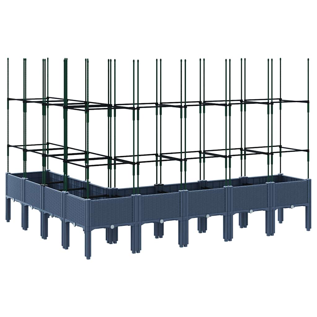 Garden Planter with Trellis Blue Grey 200x160x142,5 cm PP