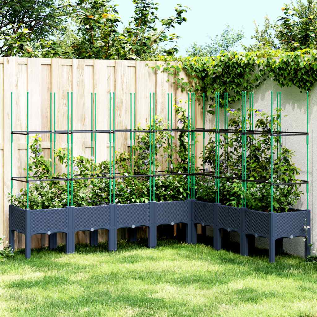 Garden Planter with Trellis Blue Grey 200x160x142,5 cm PP
