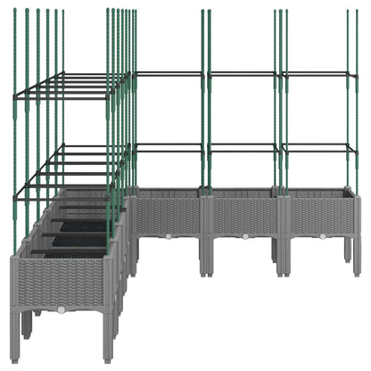 Garden Planter with Trellis Light Grey 200x160x142,5 cm PP