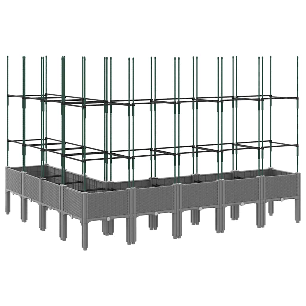 Garden Planter with Trellis Light Grey 200x160x142.5 cm PP