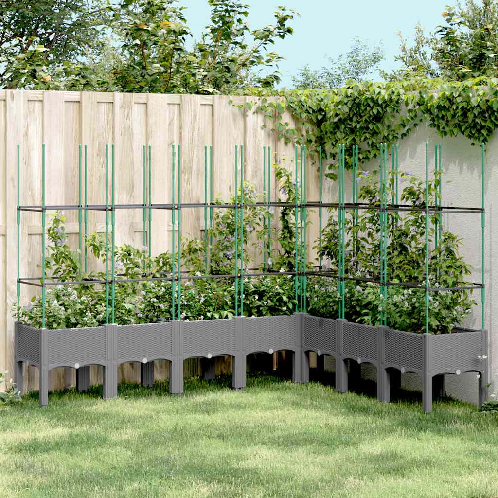 Garden Planter with Trellis Light Grey 200x160x142,5 cm PP