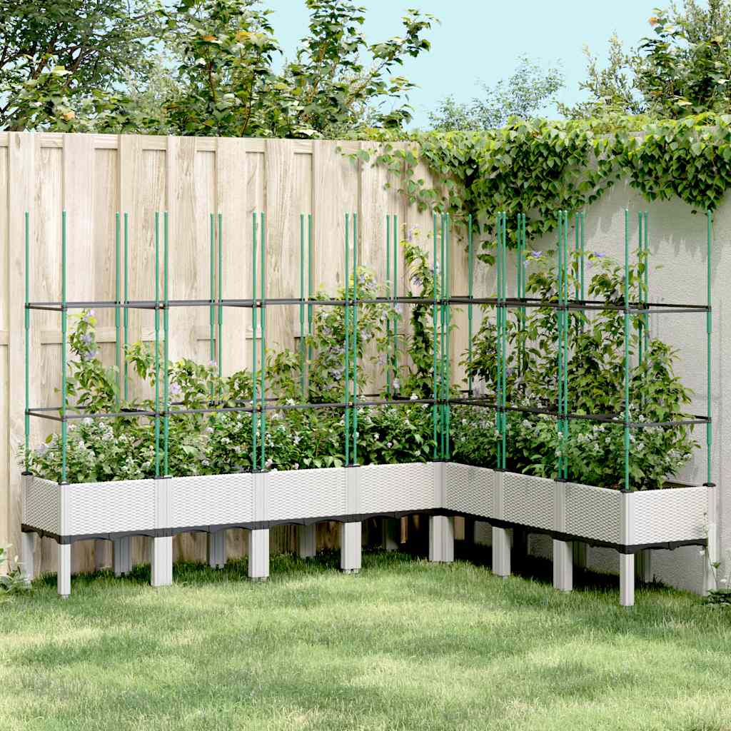 Garden Planter with Trellis White 200x160x142,5 cm PP