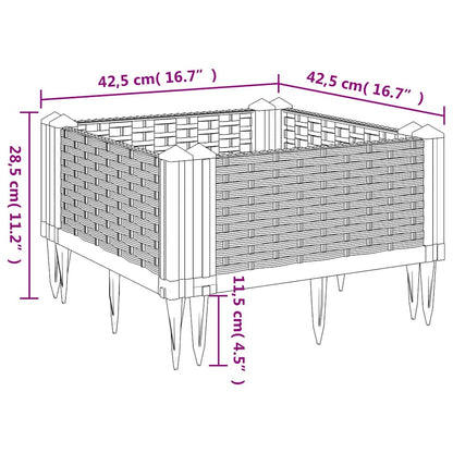 Garden Planter with Pegs Blue Grey 42.5x42.5x28.5 cm PP