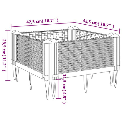 Garden Planter with Pegs White 42.5x42.5x28.5 cm PP