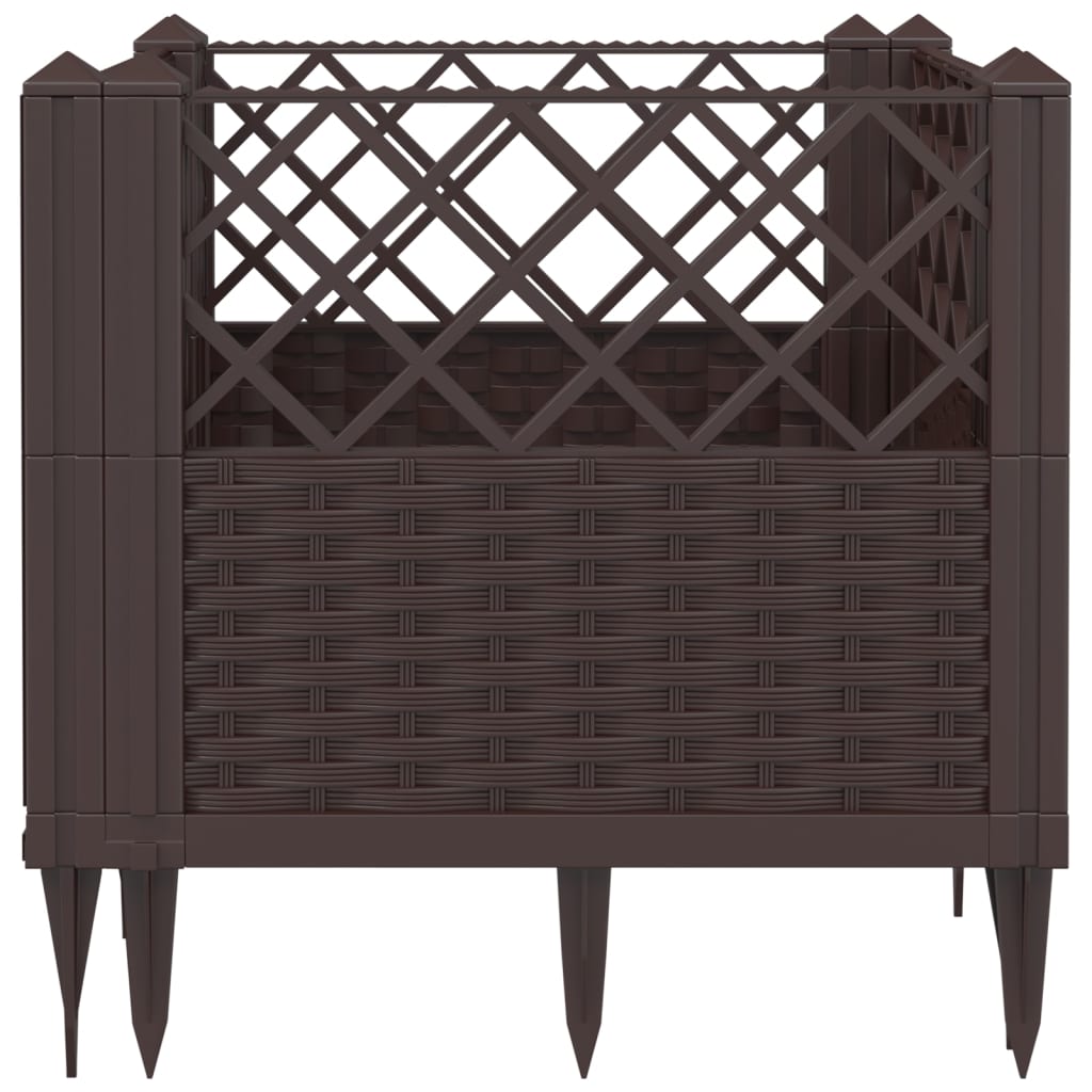 Garden Planter with Pegs Brown 43.5x43.5x43.5 cm PP