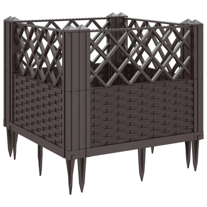 Garden Planter with Pegs Brown 43.5x43.5x43.5 cm PP