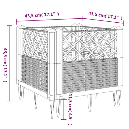 Garden Planter with Pegs Brown 43.5x43.5x43.5 cm PP