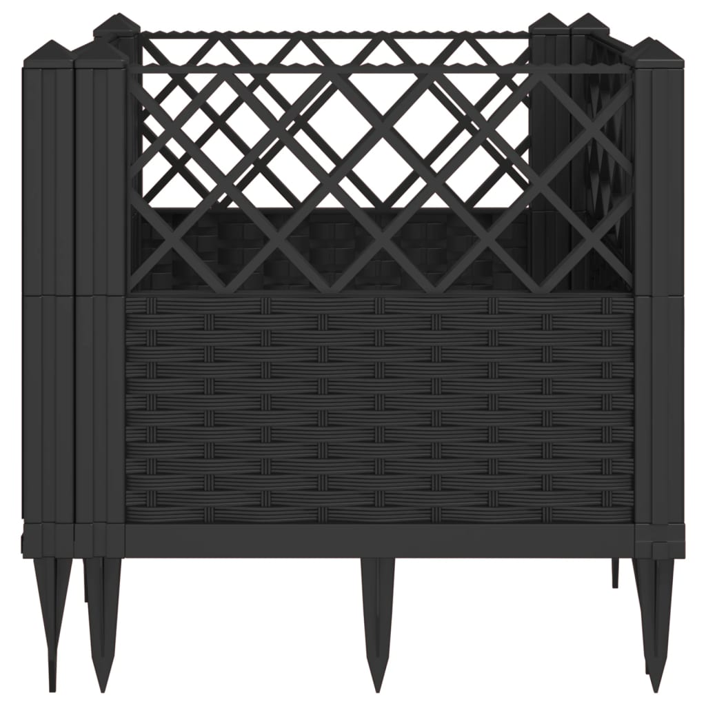 Garden Planter with Pegs Black 43.5x43.5x43.5 cm PP