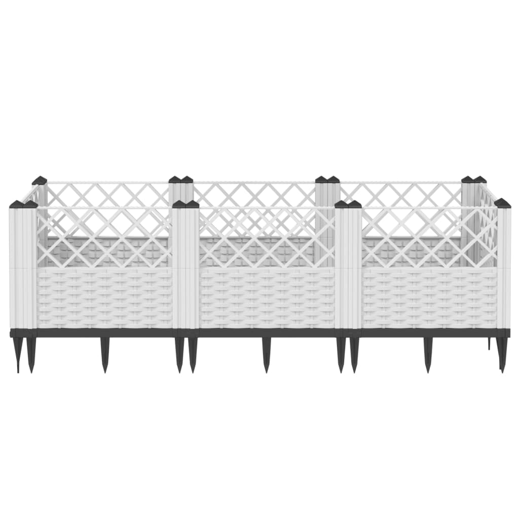 Garden Planter with Pegs White 123.5x43.5x43.5 cm PP