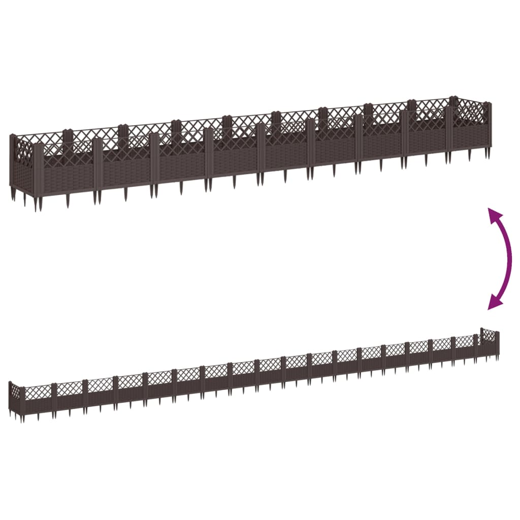 Garden Planter with Pegs Brown 363.5x43.5x43.5 cm PP