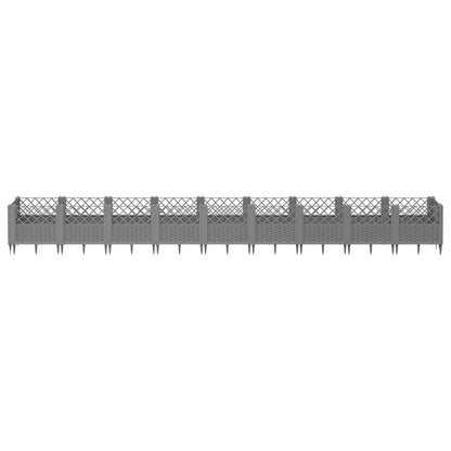 Garden Planter with Pegs Light Grey 363.5x43.5x43.5 cm PP