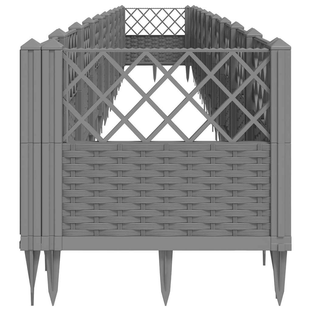 Garden Planter with Pegs Light Grey 363.5x43.5x43.5 cm PP