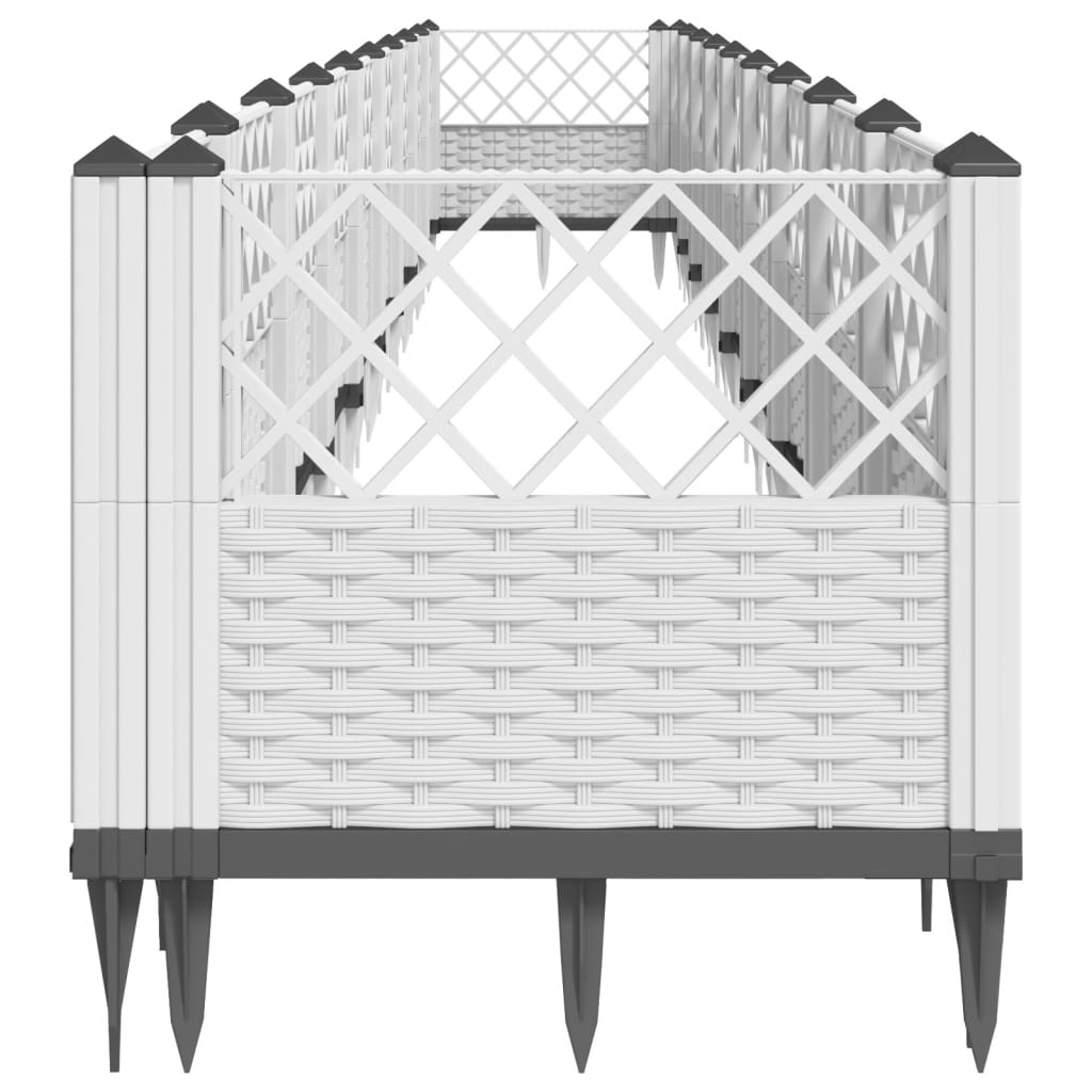 Garden Planter with Pegs White 363.5x43.5x43.5 cm PP