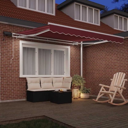 Manual Retractable Awning with LED Burgundy 300x250 cm