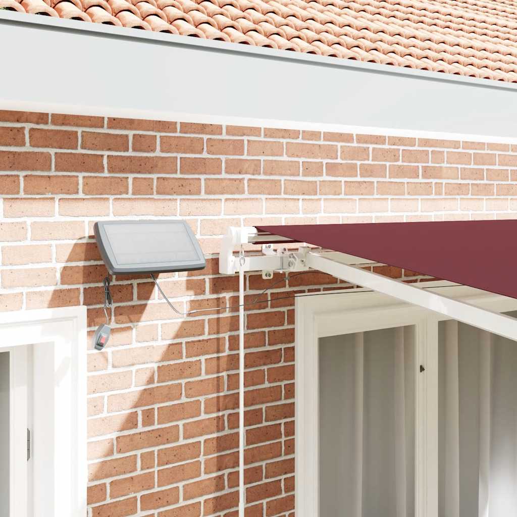 Manual Retractable Awning with LED Burgundy 300x250 cm