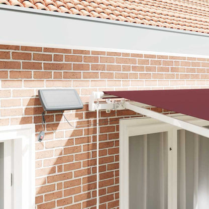 Manual Retractable Awning with LED Burgundy 300x250 cm