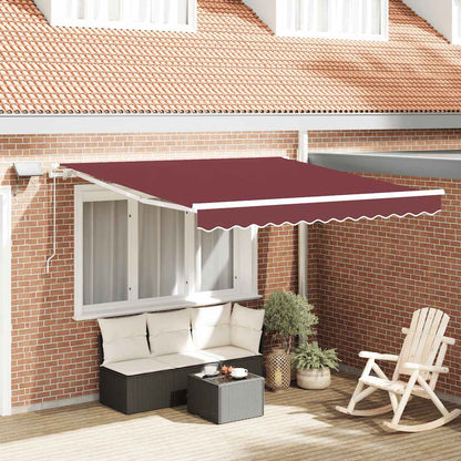 Manual Retractable Awning with LED Burgundy 300x250 cm