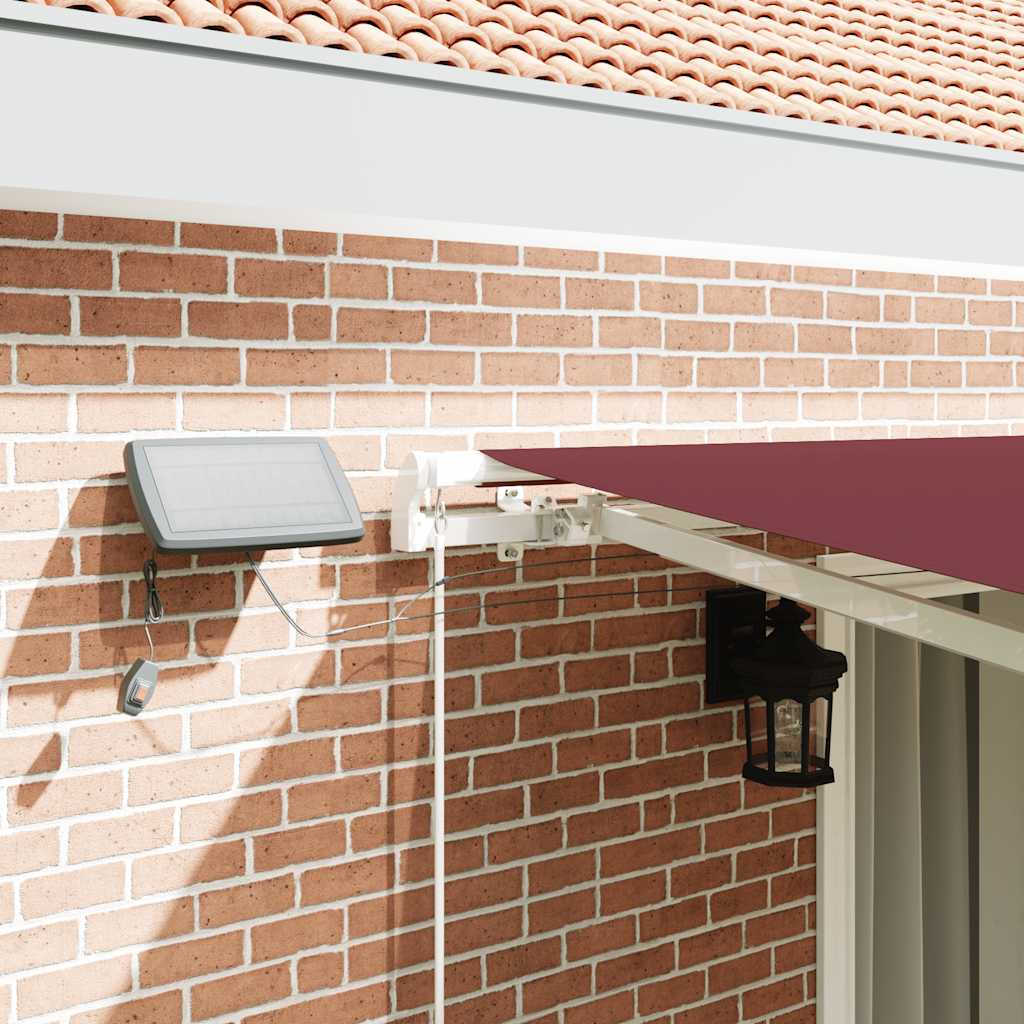 Manual Retractable Awning with LED Burgundy 450x300 cm