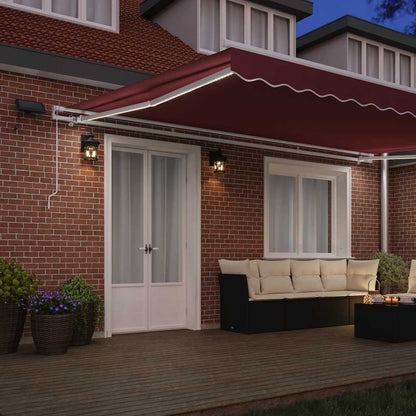 Manual Retractable Awning with LED Burgundy 500x300 cm