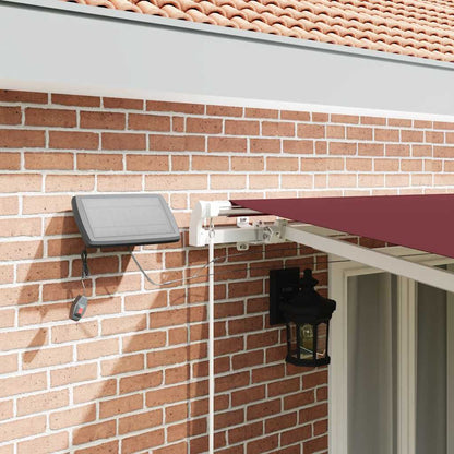 Manual Retractable Awning with LED Burgundy 500x300 cm