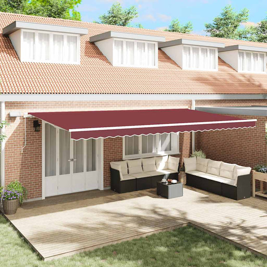 Manual Retractable Awning with LED Burgundy 600x300 cm