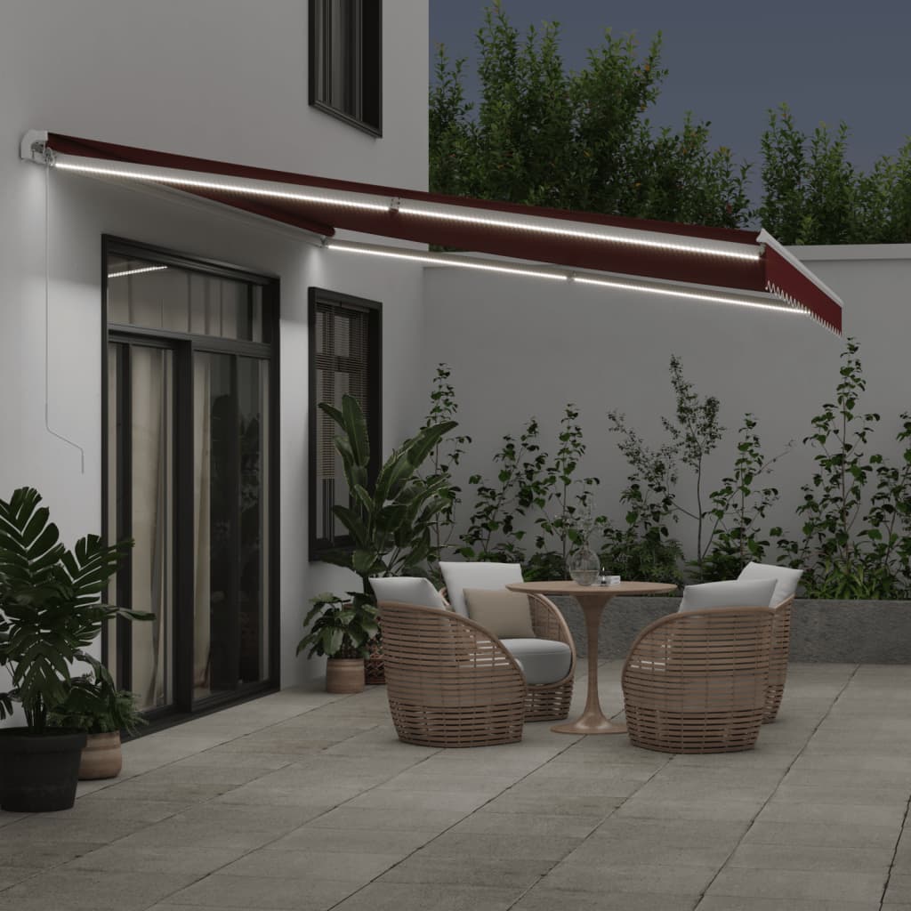 Retractable Awning | Burgundy, White