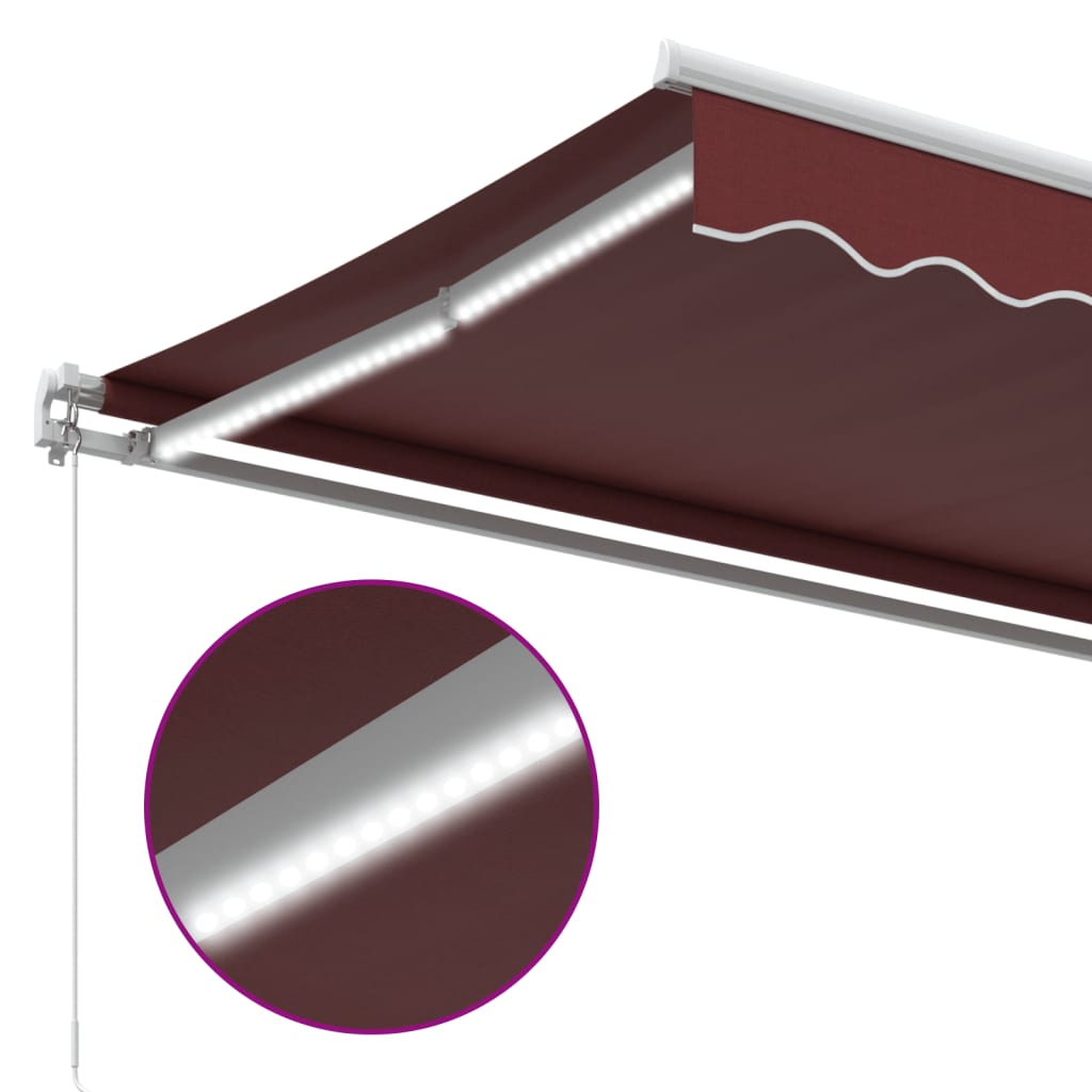 Retractable Awning Burgundy 600 x 350 cm Fabric and Aluminium