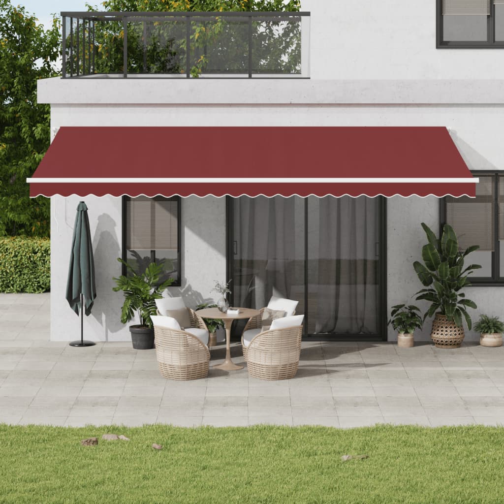 Retractable Awning Burgundy 600 x 350 cm Fabric and Aluminium