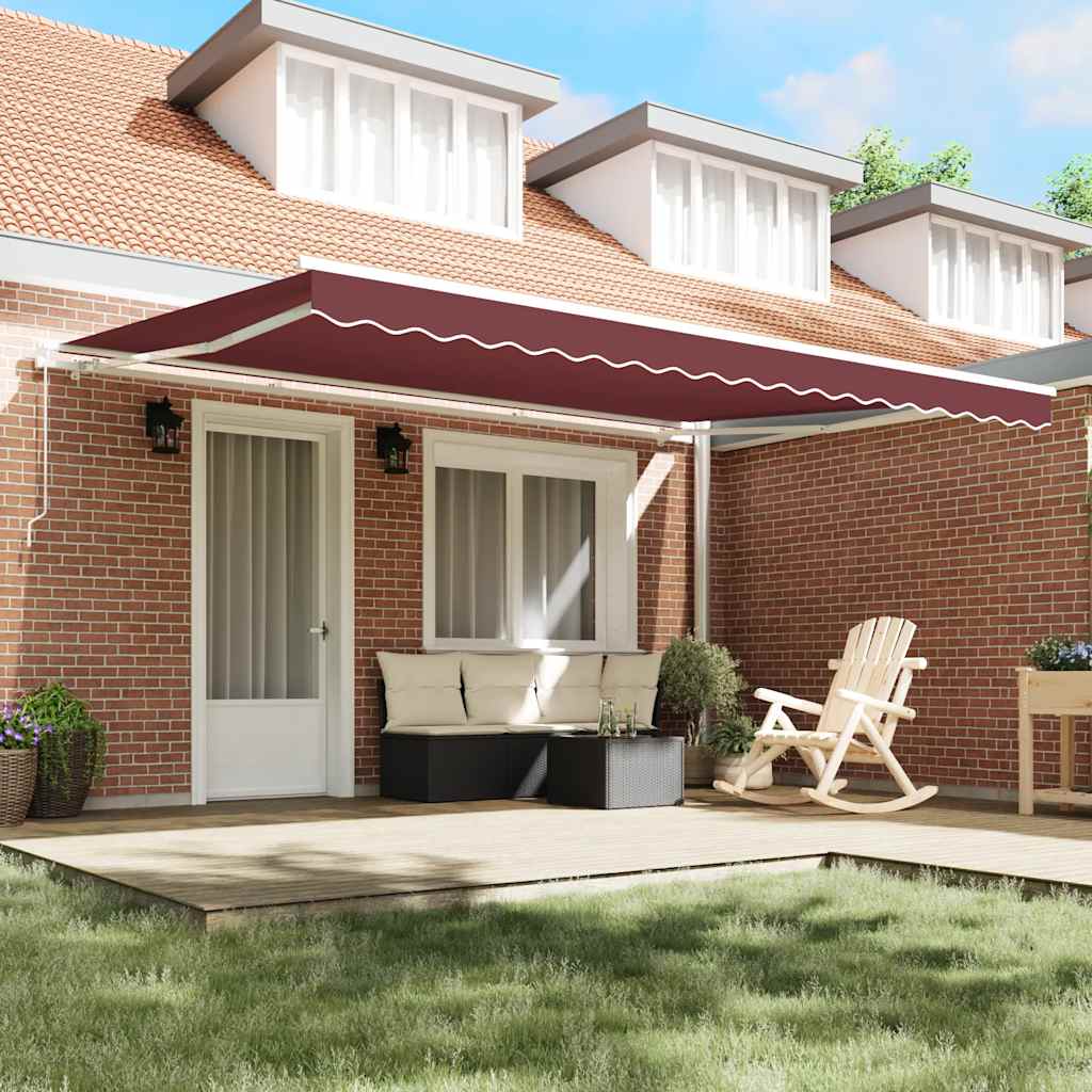 Manual Retractable Awning Burgundy 450x300 cm