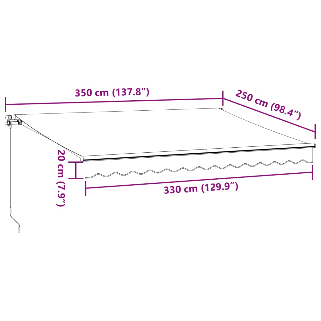 Manual Retractable Awning Burgundy 350x250 cm